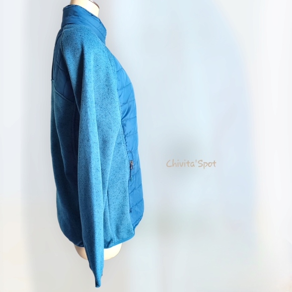 🆕️🏷 Reebok Quilted Sweater Fleece Jacket - Ovean Blue -M - Picture 10 of 12